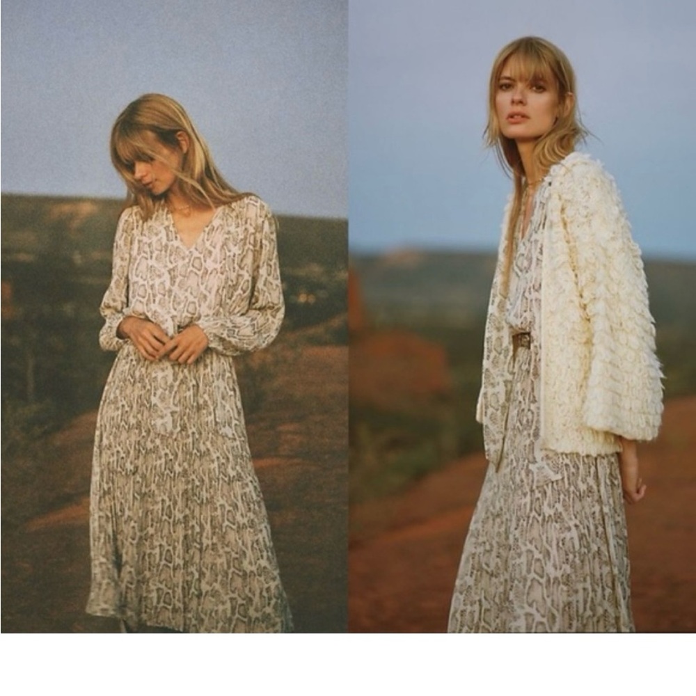 Anthropologie Olivia Snake Printed Midi Dress